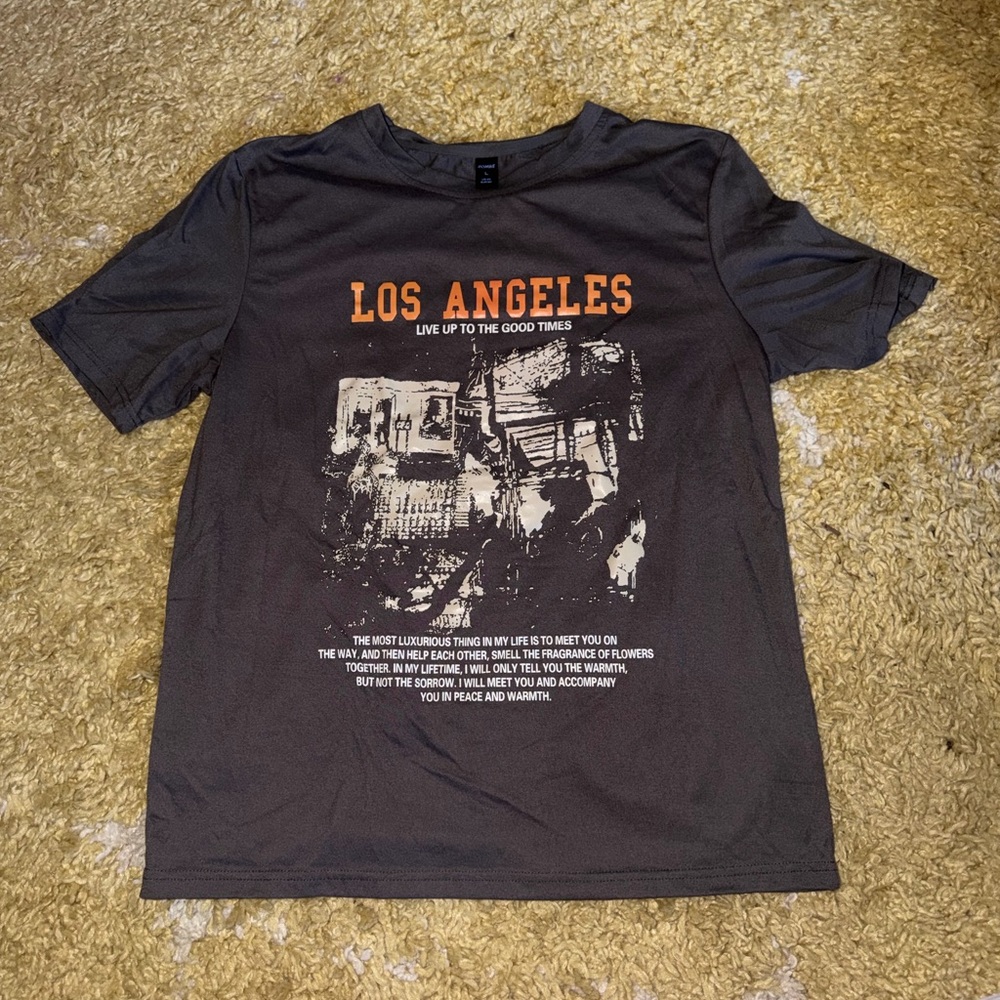 SHEIN Los Angeles Graphic Tee - Dark Gray